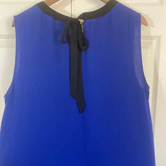 New York & Company - Black and Blue Tank Blouse with Tie back - Picture 5 of 6